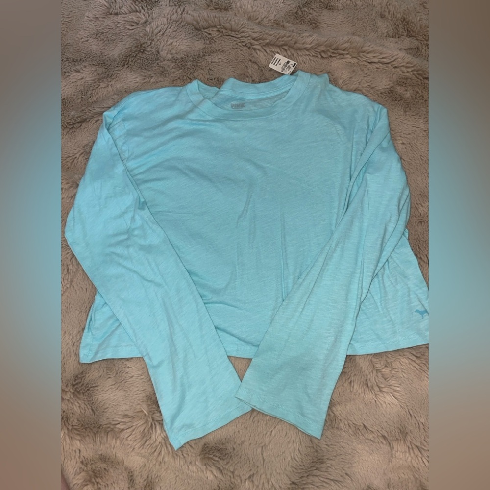 Victorias Secret PINK long sleeve blue crop top